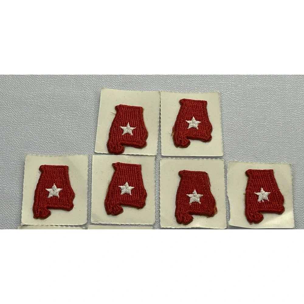 Vintage NOS Alabama State Embroidered Patches Red White Star Lot of 14 Applique